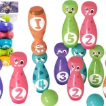 Set da bowling con faccine allegre