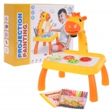 Tavolino da disegno per bambini con proiettore a forma di giraffa – giallo