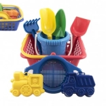 Set da sabbia per bambini con cestino, secchiello e formine