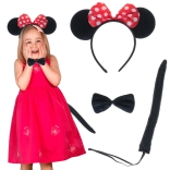 Set costume da topolino per bambini con cerchietto, fiocco e coda