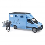 Bruder Mercedes‑Benz Sprinter trasporto cavalli con figurina