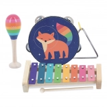 Set di strumenti musicali per bambini con motivi di animali e arcobaleno