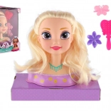 Testa per acconciature bionda con accessori