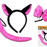 Set carnevale gattina – orecchie, fiocchetto e coda