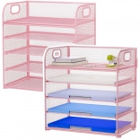 organizer da scrivania in metallo rosa