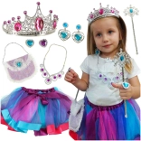 Costume da principessa per bambine con corona, bacchetta e borsetta – set da 9 pezzi
