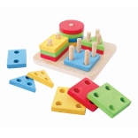 Bigjigs Baby puzzle di inserimento in legno e impilamento di forme colorate sui pioli