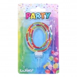 Candela da party numero 0 con righe