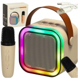 Set karaoke microfono + altoparlante portatile BLUETOOTH USB LED beige