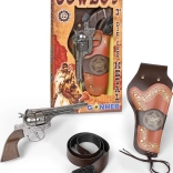 Set da gioco cowboy con revolver e stella da sceriffo