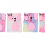 Diario in peluche A5 con cagnolino, a righe, 80 fogli