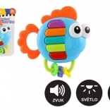 Sonaglio musicale e massaggiagengive a forma di pesciolino con luce e suono, 14 × 14 cm, da 3 mesi