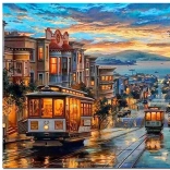 pittura diamantata tram a città 30 × 40 cm