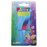 Candela party numero 7 arcobaleno