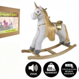 Unicorno a dondolo in peluche con suoni e movimento, portata 50 kg