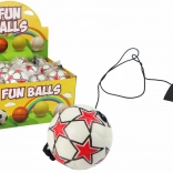 Pallina da calcio con elastico yo-yo 6 cm – bianca con stelline