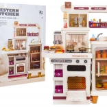 Mega cucina per bambini con luci, suoni e vapore – beige, 93 accessori