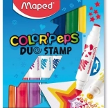 Pennarelli MAPED Color'Peps Duo Stamp – set di 8 pennarelli doppi con timbro