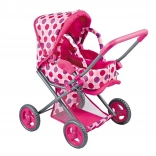 passeggino per bambole 3v1 rosa a pois