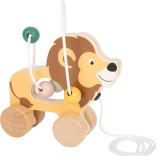 SMALL FOOT leone in legno da traino con labirinto di perline