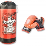 Sacco da boxe con guantoni per bambini 18 × 49 cm