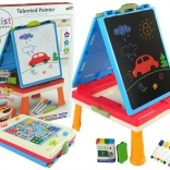 Tavolo per bambini 3 in 1 Lavagna Magnetica e a Gesso Blu