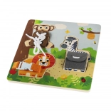 puzzle montessori in legno safari con animali