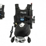 Set della polizia – pistola e casco con accessori, plastica 38 cm