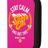 Astuccio scolastico Super Girl “stay calm” – a scomparto singolo, senza accessori