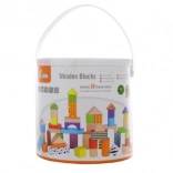 Blocchi da costruzione in legno nel secchiello – 50 pezzi