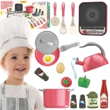 Woopie set rosa del piccolo chef con induzione, pentole e accessori, 30 pezzi