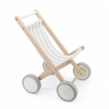 Passeggino per bambole in legno – legno naturale, seduta in tessuto