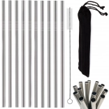 Set di cannucce in acciaio inox riutilizzabili 10 pz con spazzolino e custodia