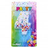Candela per torta Party numero 4 con pois