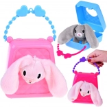 Borsa cucita con coniglietto di peluche carino