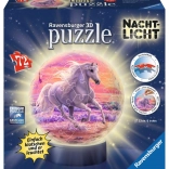 RAVENSBURGER puzzleball 3D luminoso cavallo sulla spiaggia, 72 pezzi
