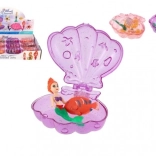 Sirena in conchiglia apribile con accessorio, plastica 10 cm