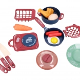Set da cucina per bambini con fornello, stoviglie e alimenti giocattolo