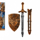 Spada da cavaliere per bambini con scudo e fodero 55 cm