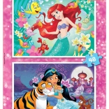 EDUCA Puzzle Disney principesse: Ariel e Jasmine 2x48 pezzi