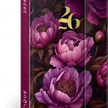 Diario settimanale magnetico Fiori viola 2026, 11 x 16 cm