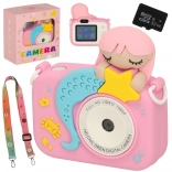 Macchina fotografica digitale per bambini rosa con motivo di sirena