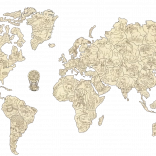 Mappa del mondo in legno con animali misura M (57 × 38 cm) WOODEN CITY