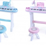 pianoforte elettronico per bambini con microfono e sgabello mp3, blu