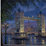 Pittura diamantata Notte Tower Bridge 30x40 cm