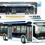 Autobus urbano elettrico in scala 1:42 in metallo bianco con luci