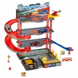 Stazione di parcheggio con elicottero e auto in metallo 59 × 27 × 39 cm