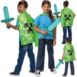 Costume Minecraft con spada di diamante e mantello Creeper per bambini