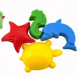 Formine di plastica per sabbia – animali marini, set 4 pz in retina