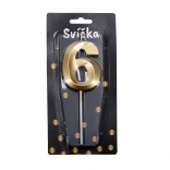 Candela per festa numero 6 Oro